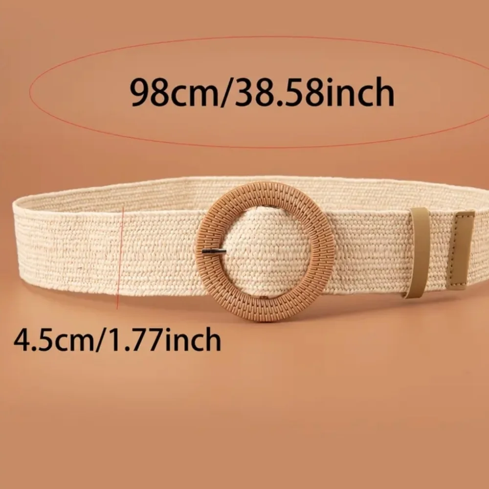 2Pcs Buckle Braided Straw Belts